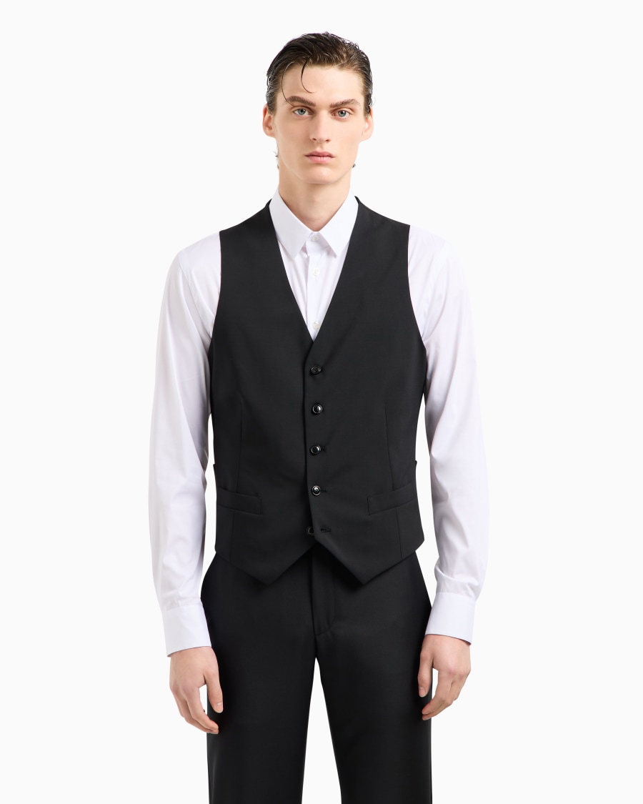 The world of armani GILET MONOPETTO IN LANA VERGINE Qualità