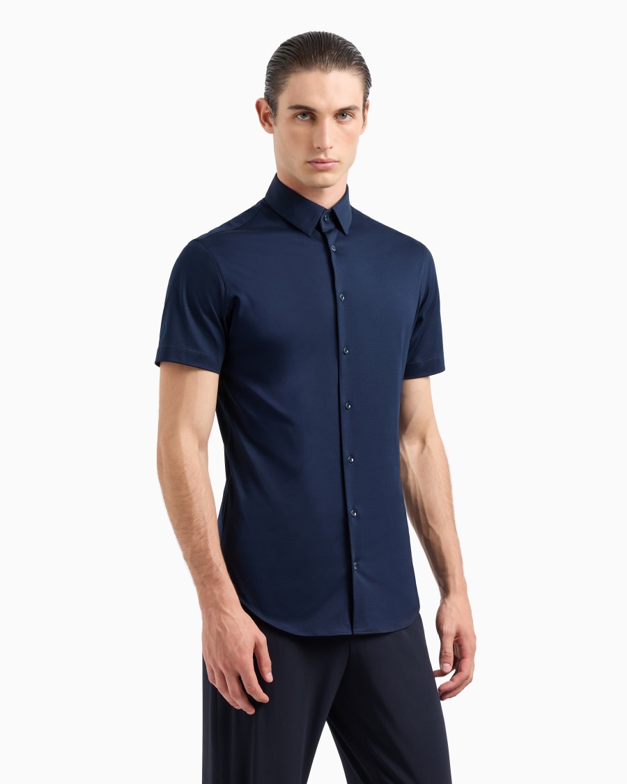 The world of armani CAMICIA A MANICHE CORTE IN JERSEY DI COTONE Pezzi Unici