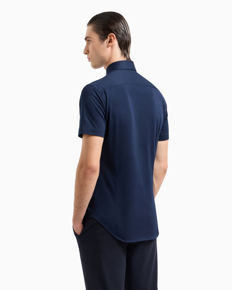 The world of armani CAMICIA A MANICHE CORTE IN JERSEY DI COTONE Pezzi Unici