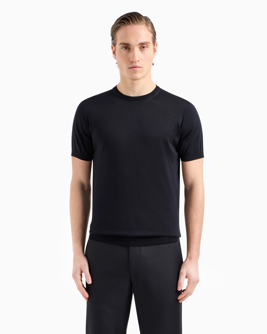 The world of armani MAGLIA GIROCOLLO IN SETA E COTONE Negozi Online