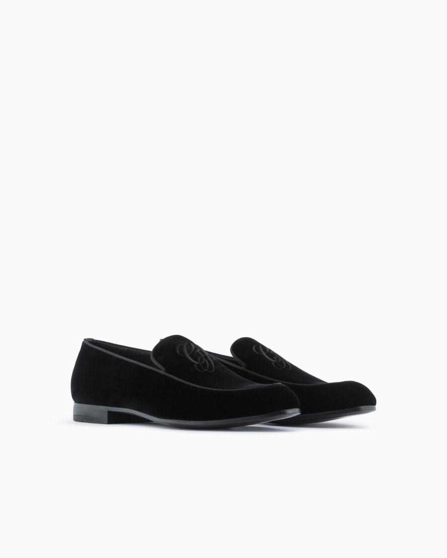 The world of armani MOCASSINI IN VELLUTO CON LOGO RICAMATO Promozione Limitata
