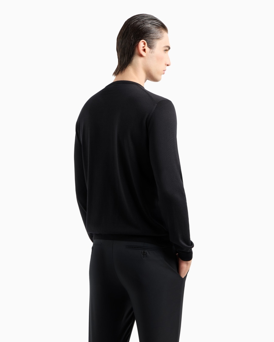 The world of armani MAGLIA GIROCOLLO A MANICA LUNGA IN SETA E COTONE Affare Del Giorno