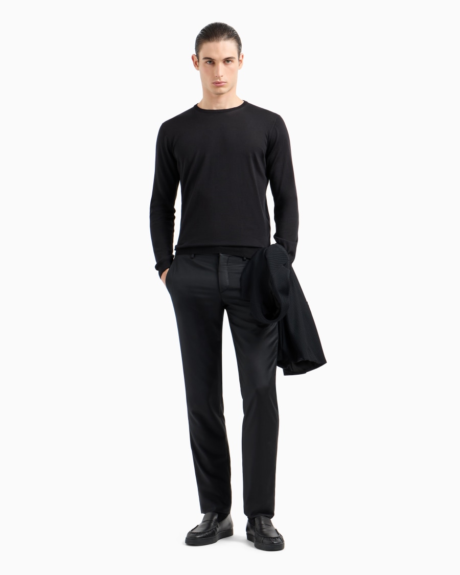 The world of armani MAGLIA GIROCOLLO A MANICA LUNGA IN SETA E COTONE Affare Del Giorno