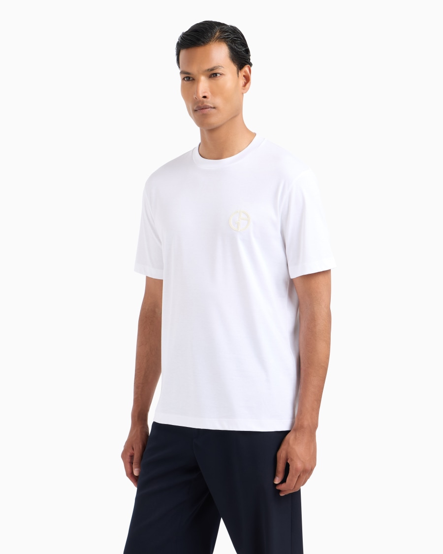 The world of armani T-SHIRT GIROCOLLO IN INTERLOCK DI COTONE Prezzo Ridotto