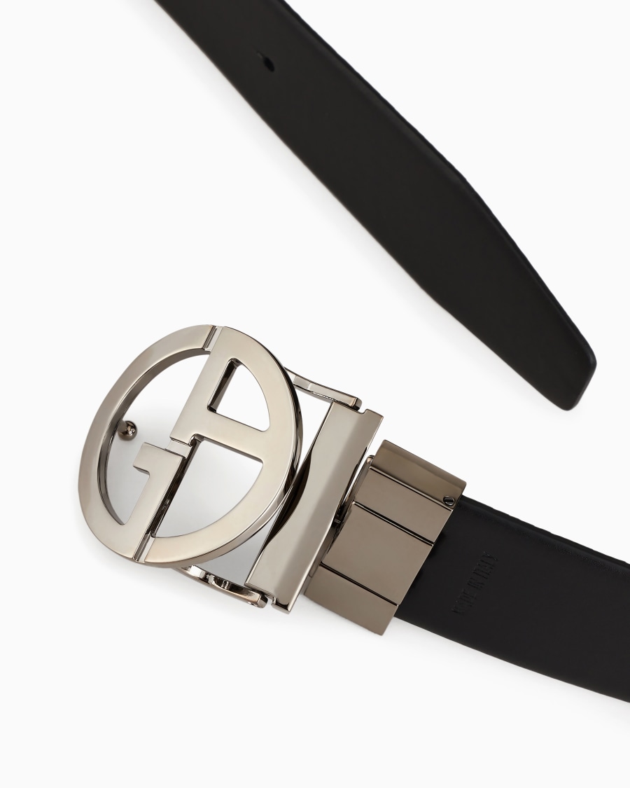The world of armani CINTURA REVERSIBILE IN PELLE LISCIA E GRANATA Convenienza