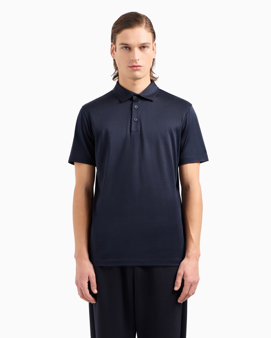 The world of armani POLO IN JERSEY DI SETA E COTONE MELANGE Novità