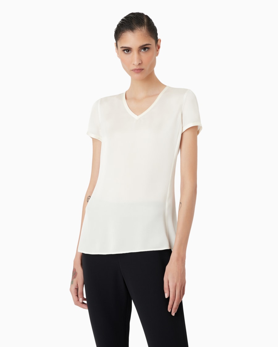 The world of armani BLUSA IN CHARMEUSE DI SETA CON SCOLLO A V Presa
