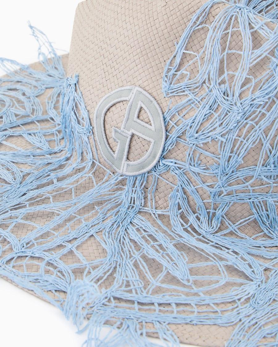 The world of armani CAPPELLO A TESA LARGA IN CARTA TESSILE CON RICAMI Vendita Economica