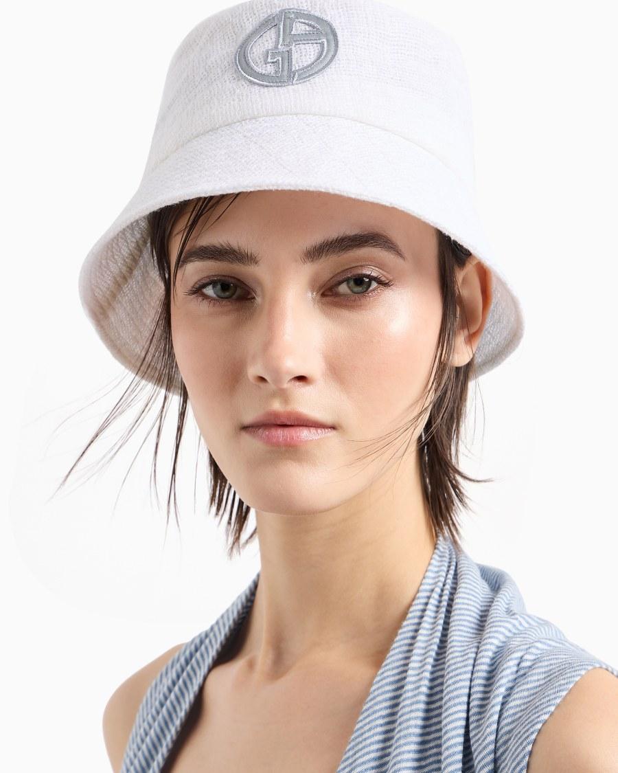 The world of armani CAPPELLO CLOCHE IN MISTO LINO Saldi Di Fabbrica