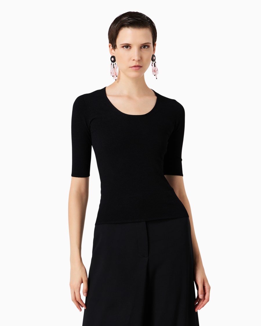 The world of armani MAGLIA GIROCOLLO IN MISTO VISCOSA E LANA JACQUARD Acquista Ora