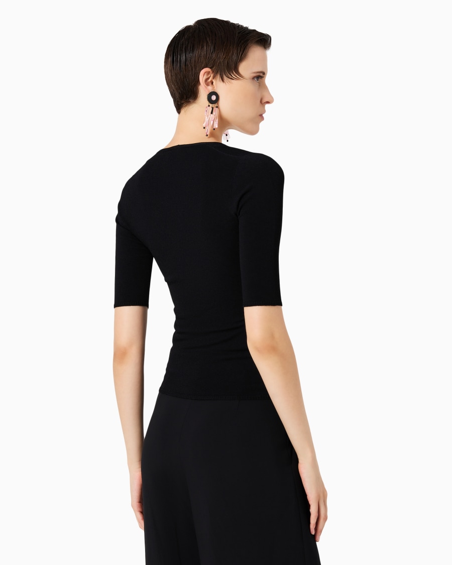 The world of armani MAGLIA GIROCOLLO IN MISTO VISCOSA E LANA JACQUARD Acquista Ora