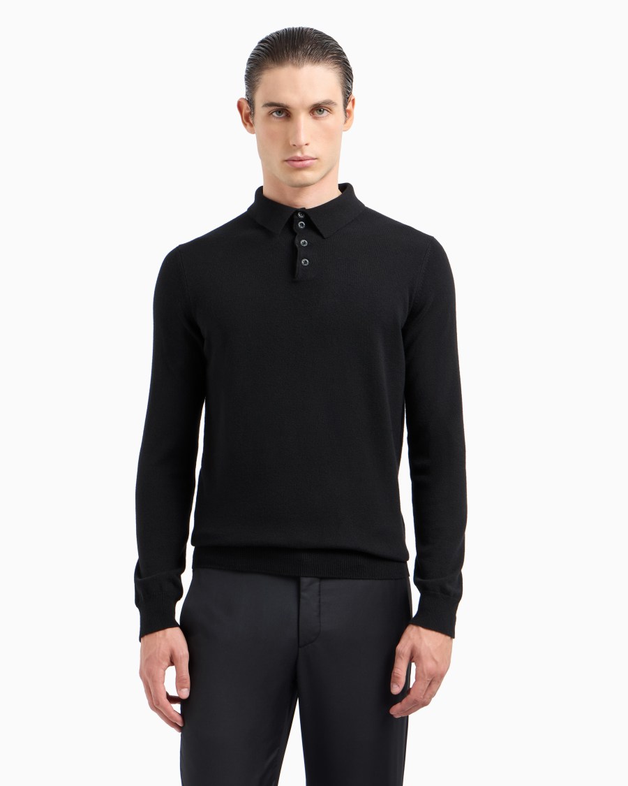 The world of armani POLO A MANICHE LUNGHE IN CASHMERE Prezzo Ridotto