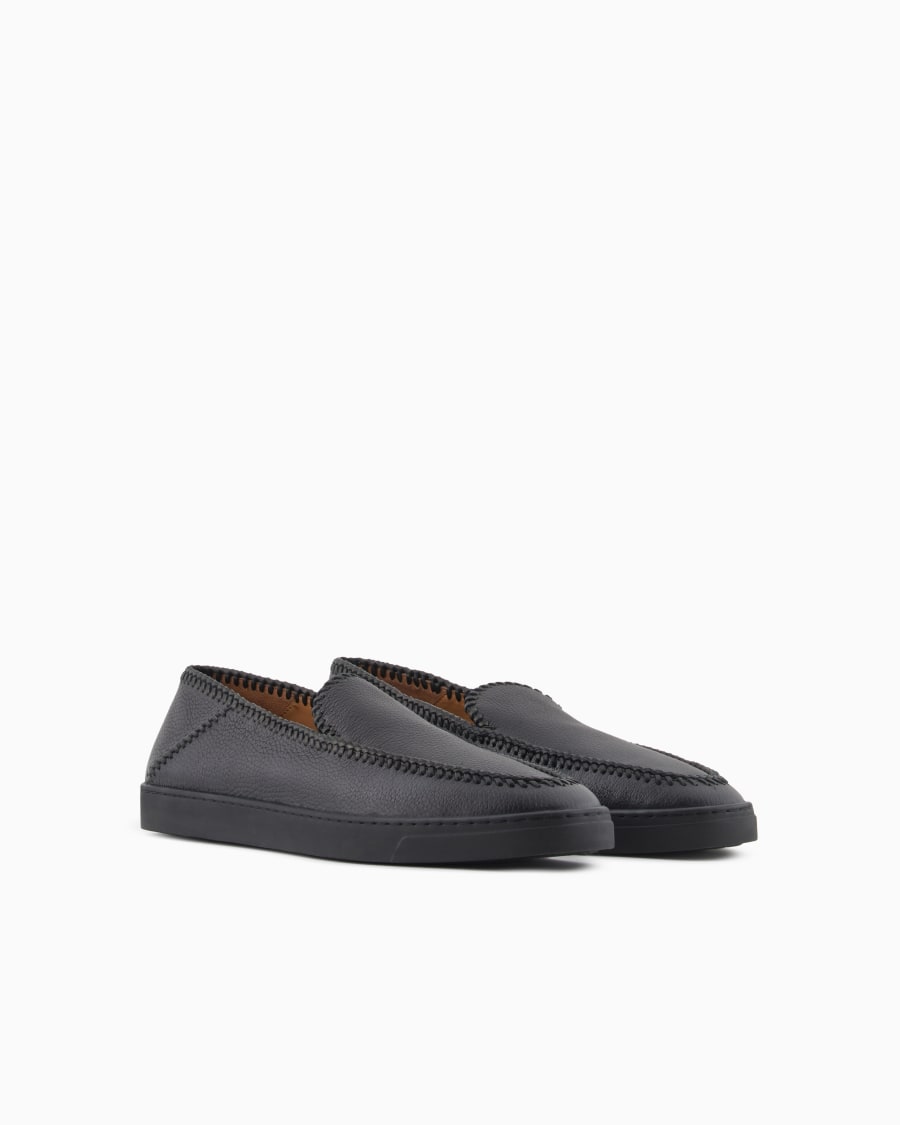 The world of armani GALLERIA 3 SLIP-ON IN CERVO CON INFILATURE Novità