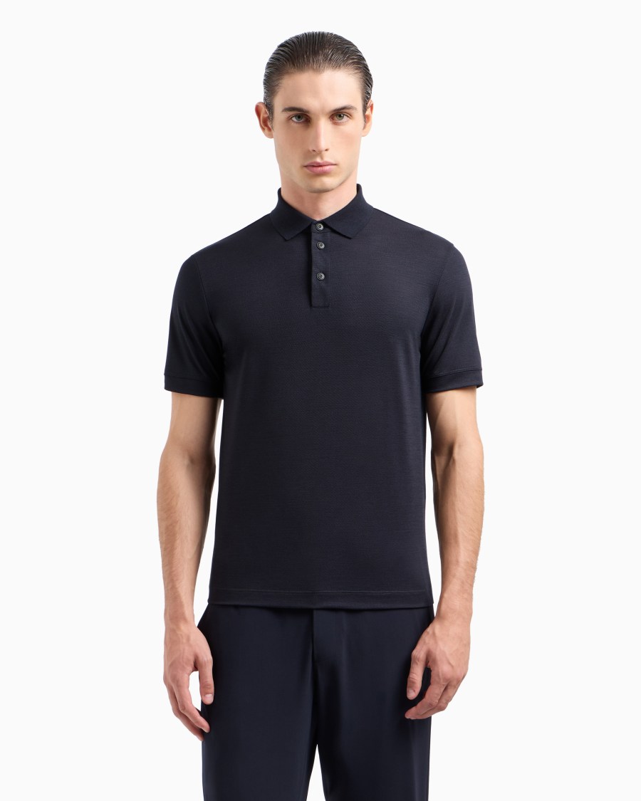 The world of armani POLO IN PIQUET DI PURA LANA VERGINE Saldi