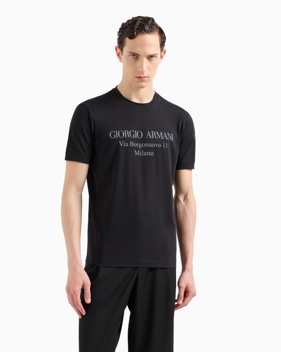 The world of armani T-SHIRT GIROCOLLO BORGONUOVO 11 IN JERSEY DI COTONE PIMA Promozione