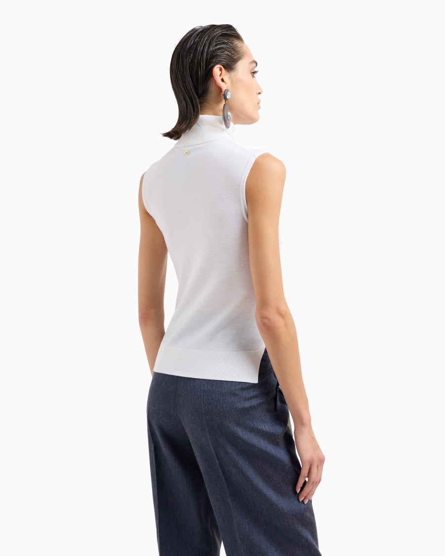 The world of armani TOP CON COLLO A LUPETTO IN LANA VERGINE Sconti VIP