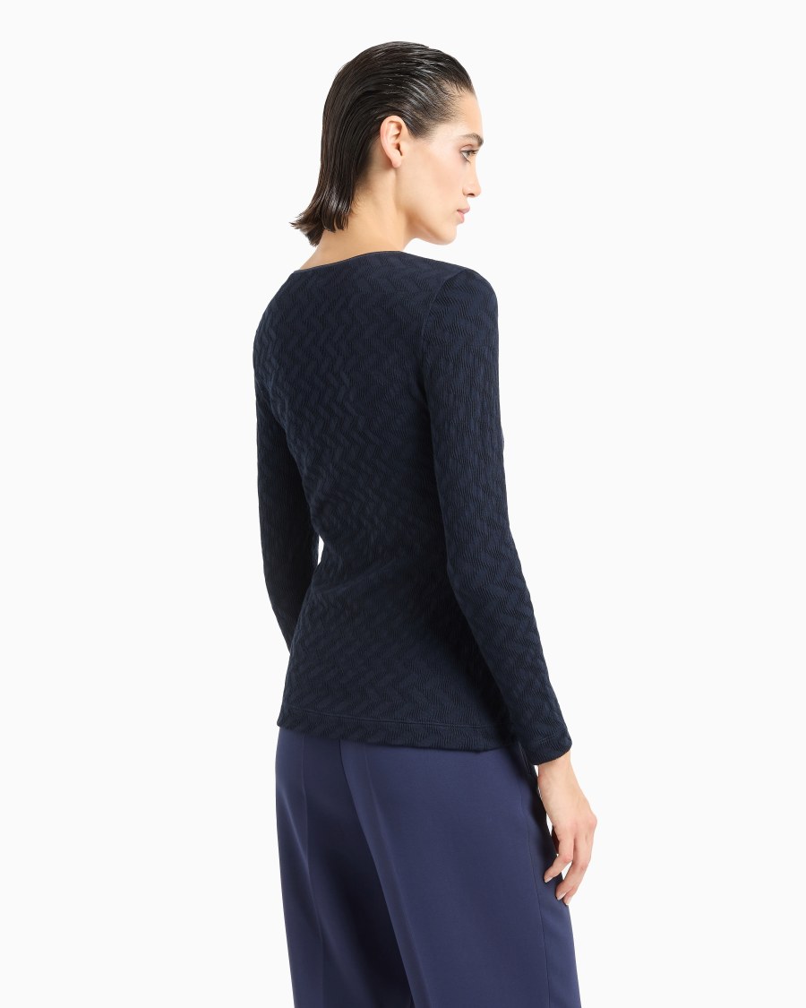 The world of armani MAGLIA GIROCOLLO IN JERSEY DI VISCOSA E CASHMERE JACQUARD ASV Affare Del Giorno