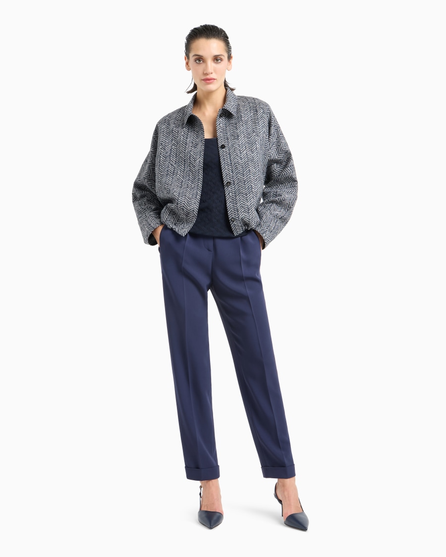 The world of armani MAGLIA GIROCOLLO IN JERSEY DI VISCOSA E CASHMERE JACQUARD ASV Affare Del Giorno