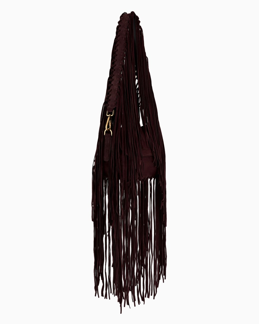 The world of armani BORSA LA PRIMA IN PELLE SCAMOSCIATA CON FRANGE Prezzo Ridotto