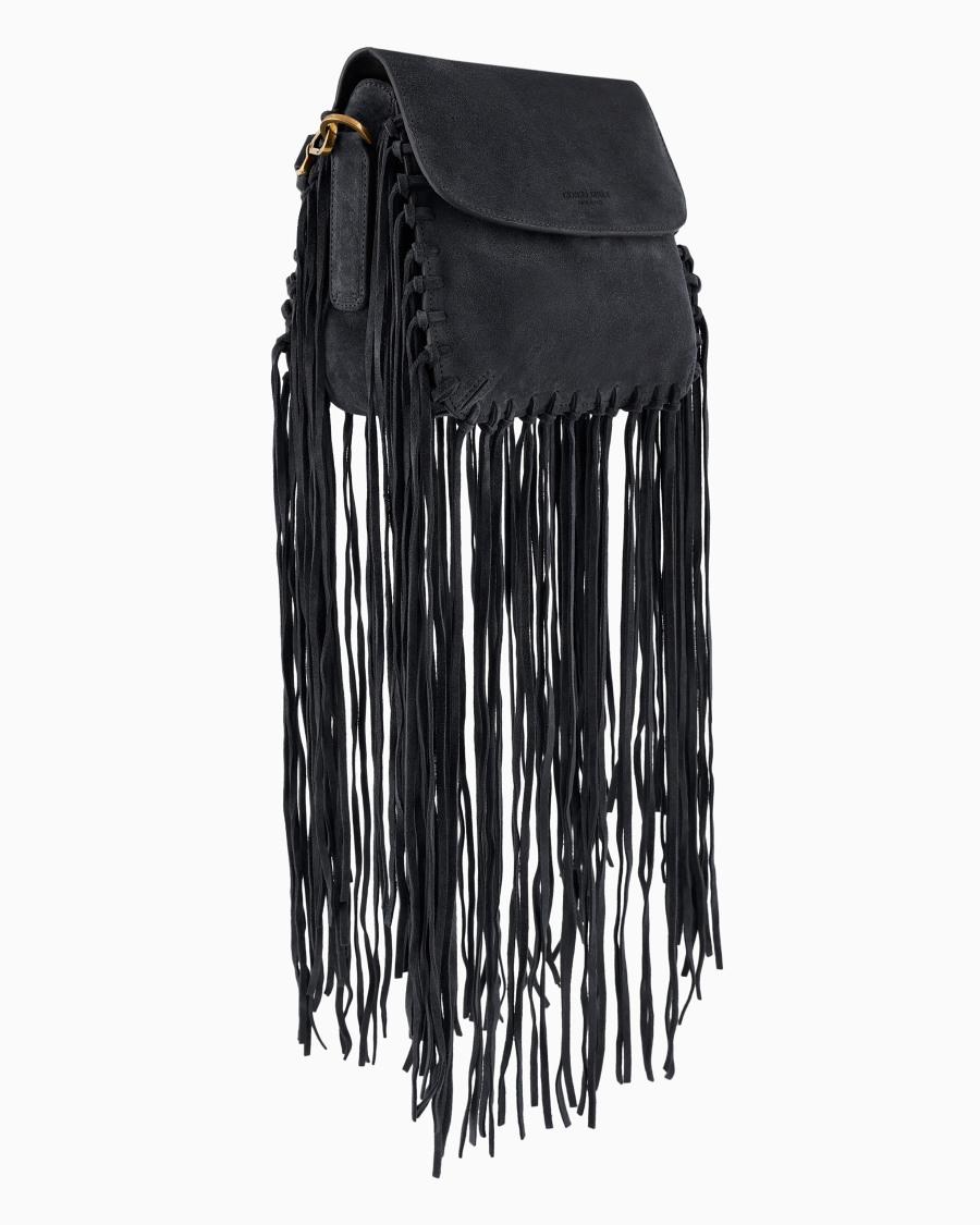 The world of armani BORSA LA PRIMA IN PELLE SCAMOSCIATA CON FRANGE Sottocosto
