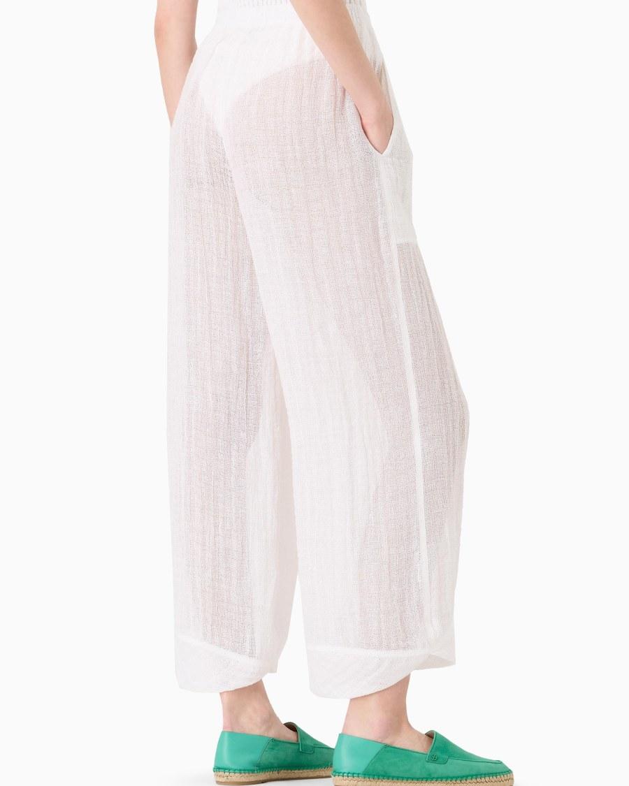 The world of armani PANTALONI AMPI IN MISTO LINO Offerta