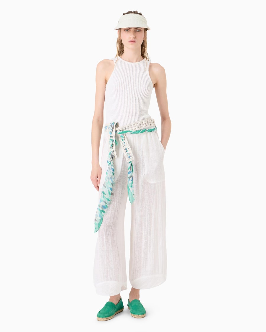 The world of armani PANTALONI AMPI IN MISTO LINO Offerta