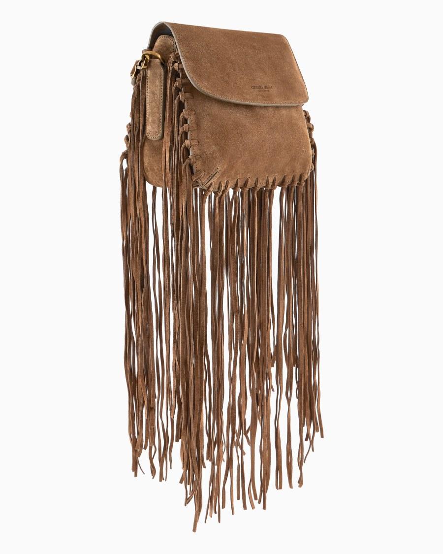 The world of armani BORSA LA PRIMA IN PELLE SCAMOSCIATA CON FRANGE Saldi