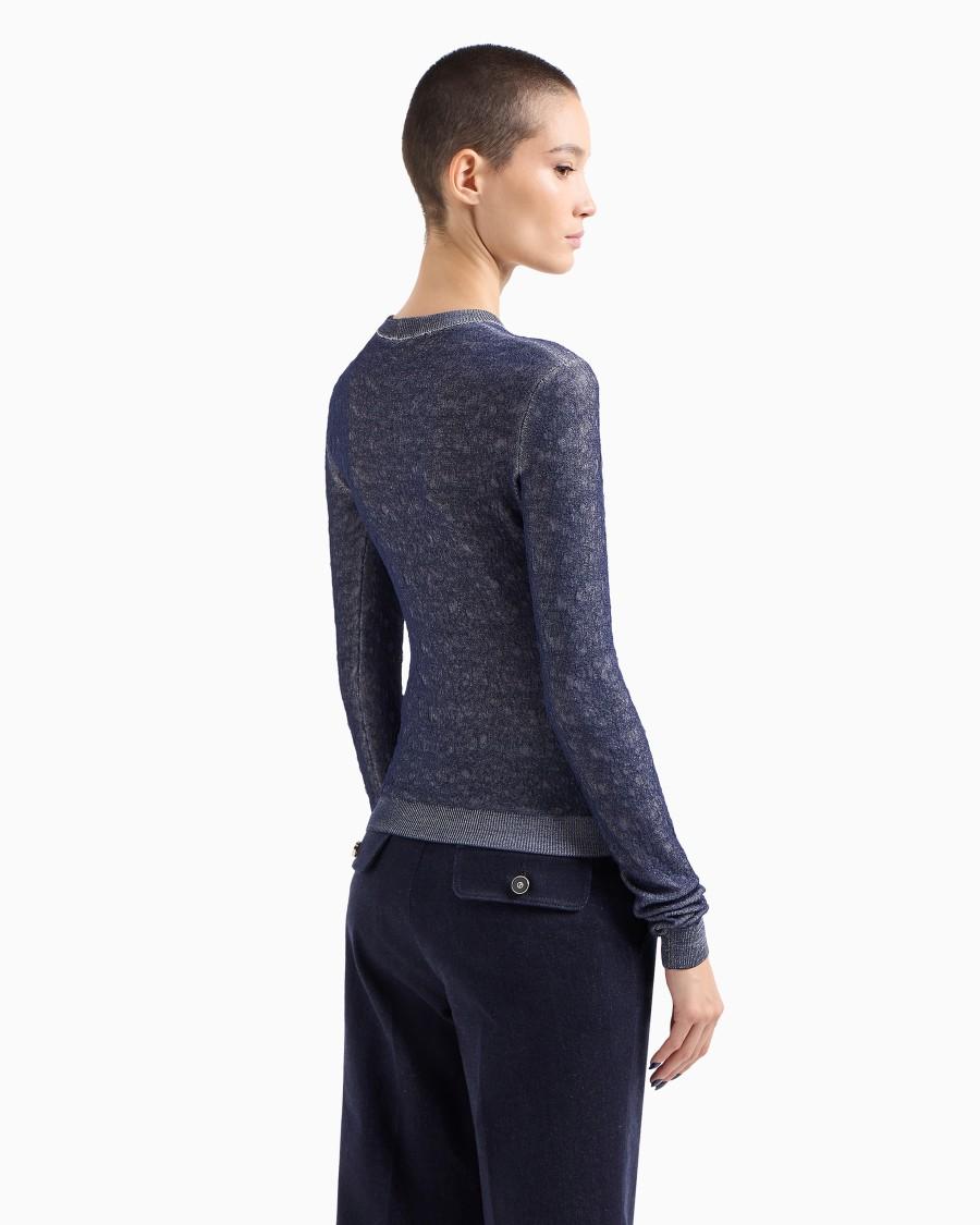 The world of armani DENIM COLLECTION MAGLIA GIROCOLLO IN MISTO VISCOSA GOFFRATA Nuova