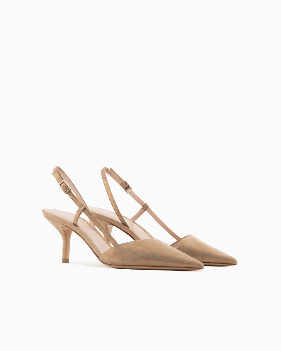 The world of armani SLINGBACK IN PELLE SCAMOSCIATA LAMINATA Italy