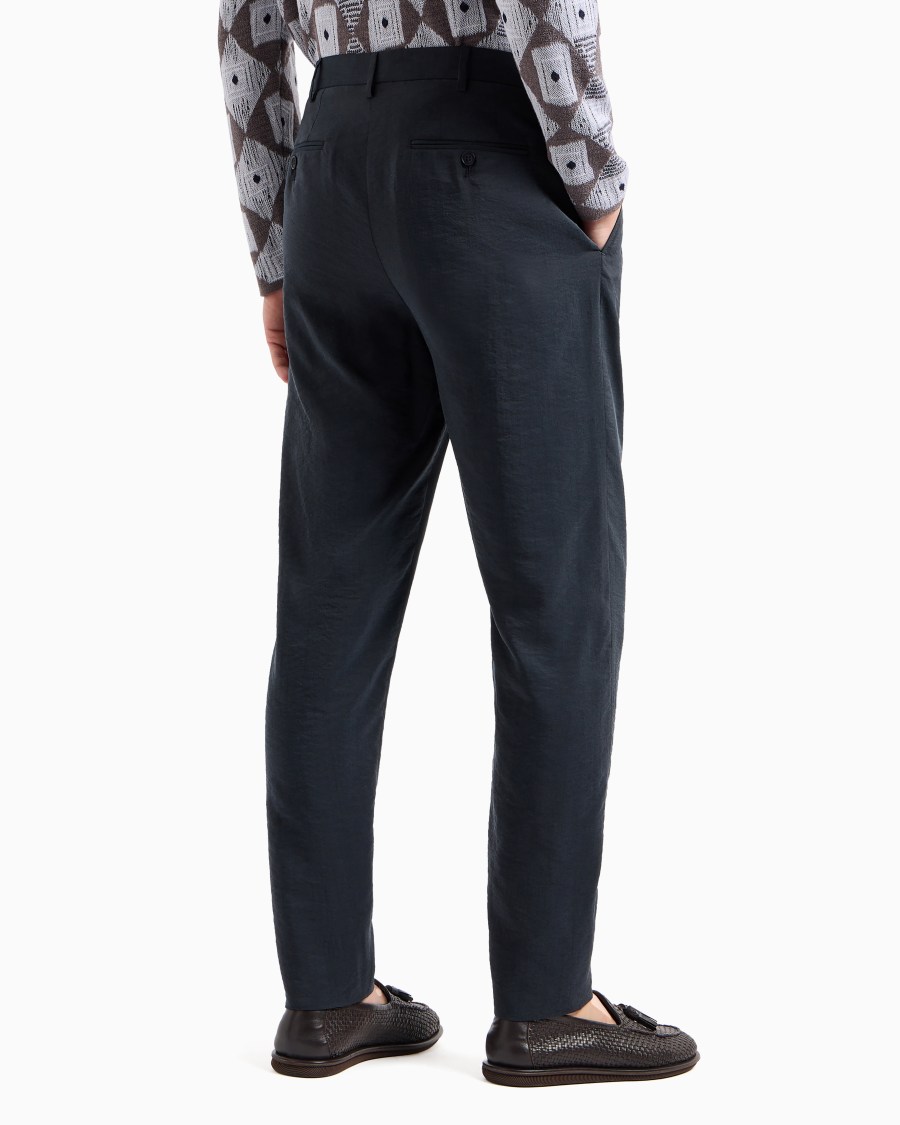 The world of armani PANTALONI A DUE PINCES IN TWILL MISTO SETA Qualità