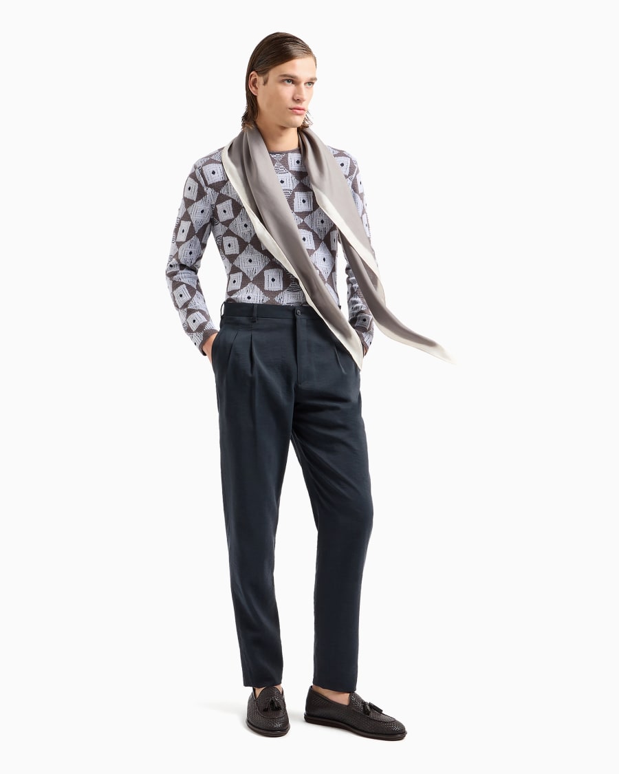 The world of armani PANTALONI A DUE PINCES IN TWILL MISTO SETA Qualità