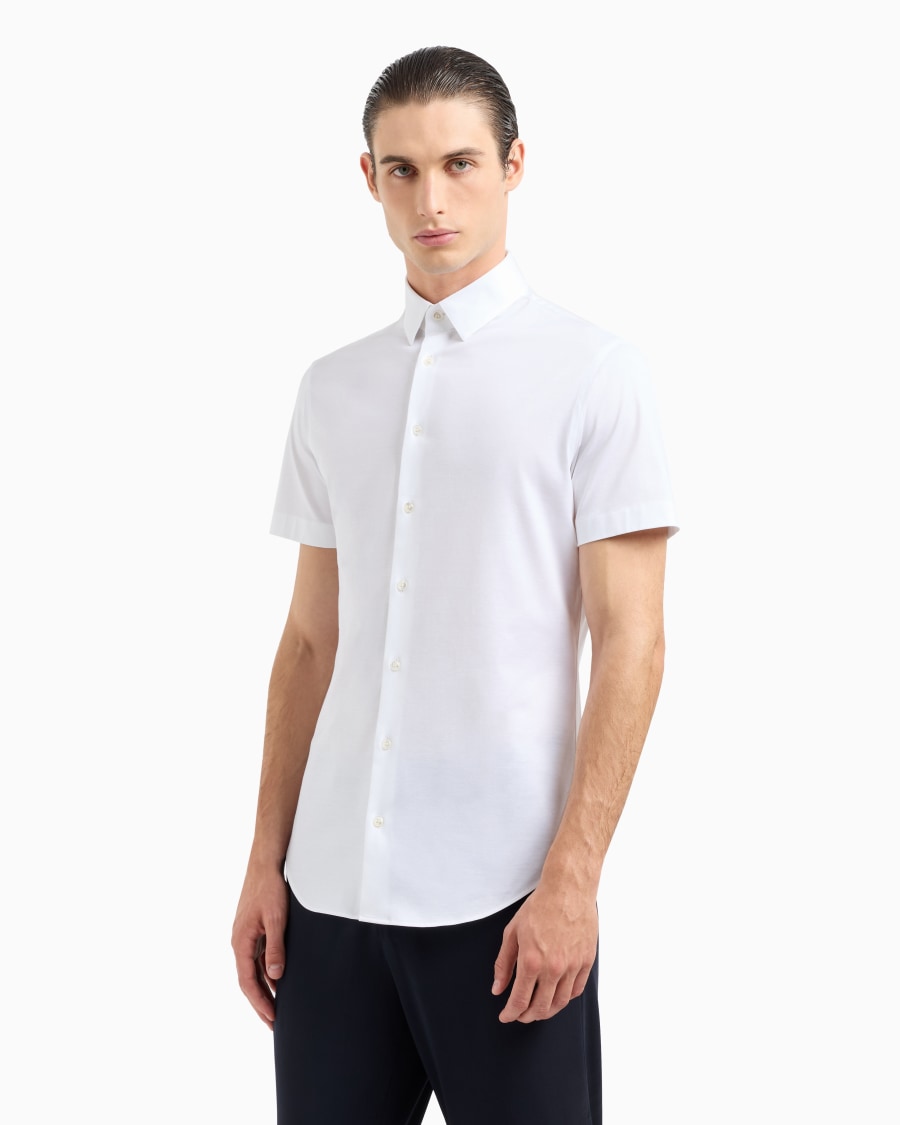 The world of armani CAMICIA A MANICHE CORTE IN JERSEY DI COTONE Spedizione Gratuita