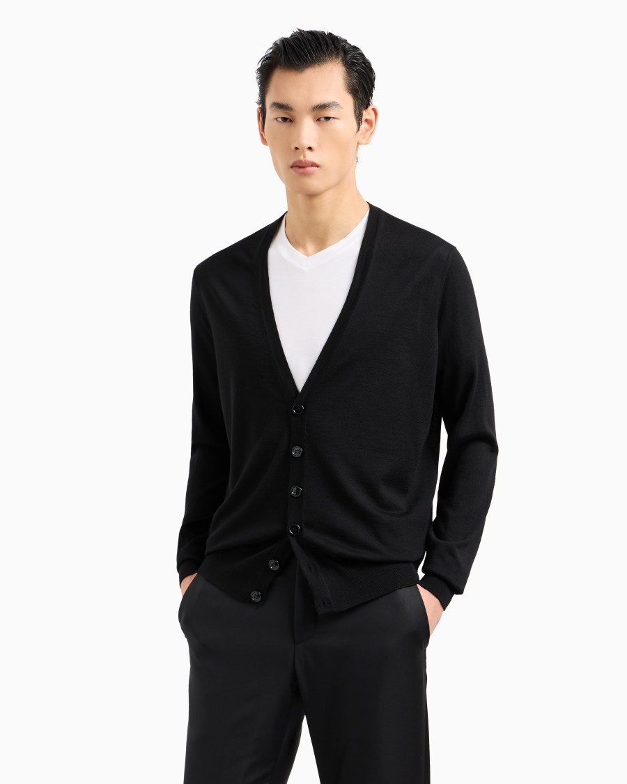The world of armani CARDIGAN CON BOTTONI IN LANA VERGINE Prezzo Ridotto