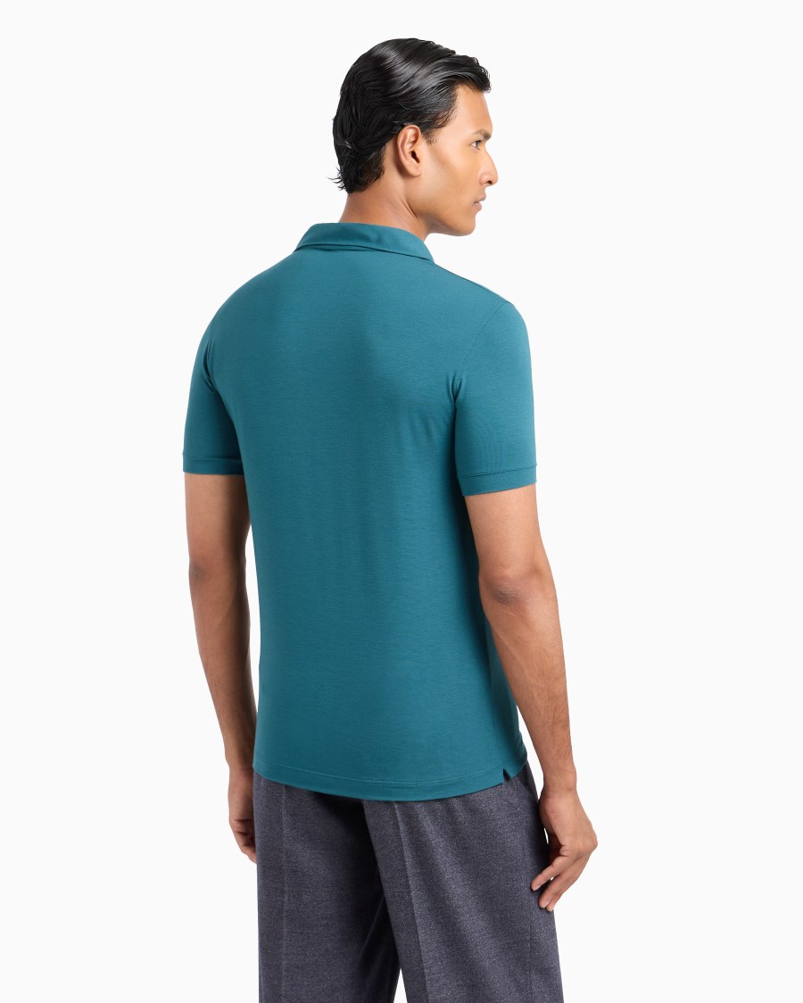 The world of armani POLO A MANICHE CORTE IN JERSEY DI VISCOSA STRETCH Saldi