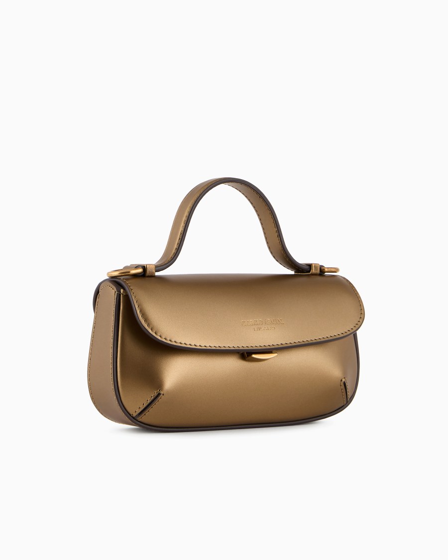 The world of armani MINI BORSA A MANO LA PRIMA IN PELLE LAMINATA In Linea