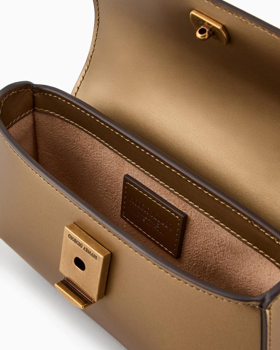 The world of armani MINI BORSA A MANO LA PRIMA IN PELLE LAMINATA In Linea