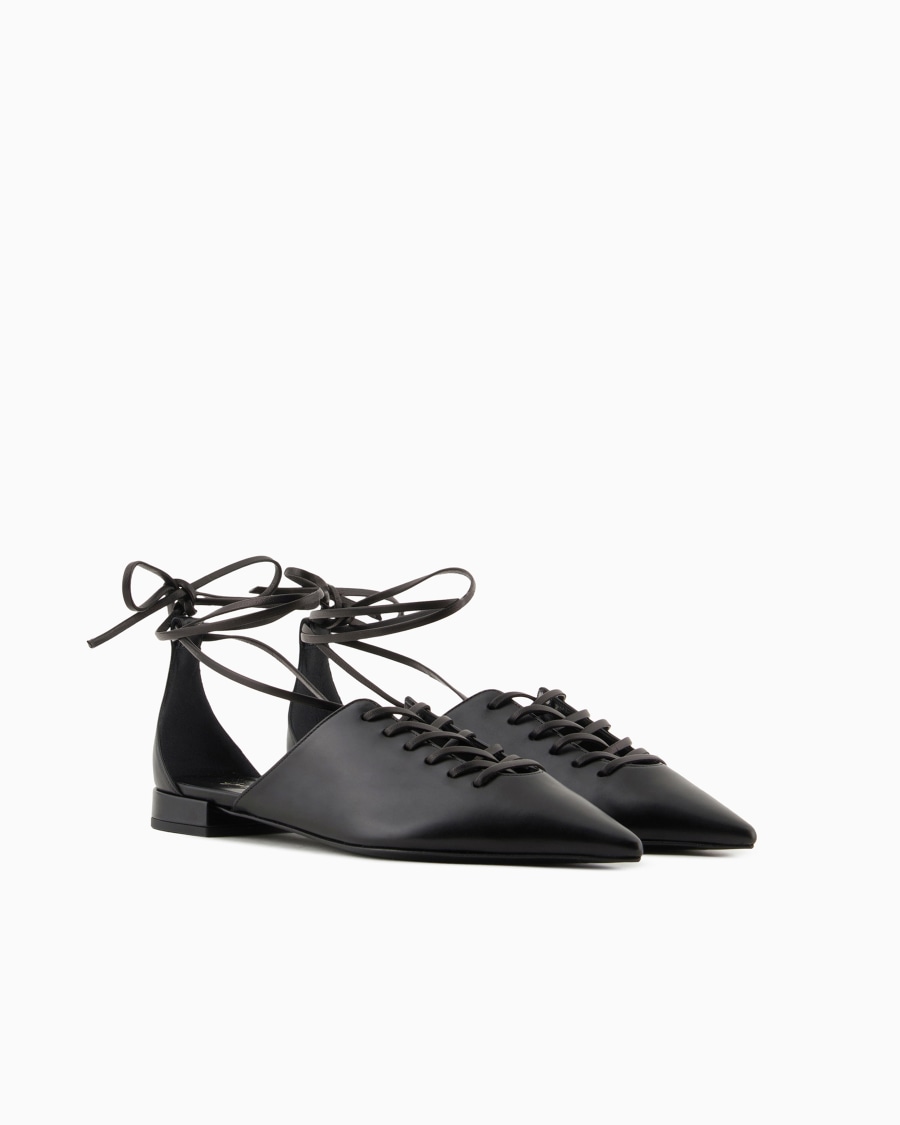 The world of armani BALLERINE IN PELLE CON ALLACCIATURA ALLA CAVIGLIA Flash Sale
