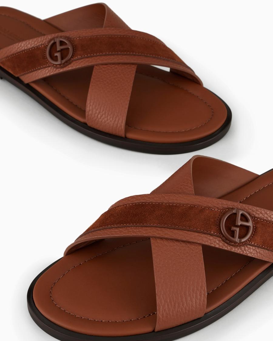 The world of armani SANDALI CROSS IN PELLE SCAMOSCIATA BICOLORE Vendita Economica