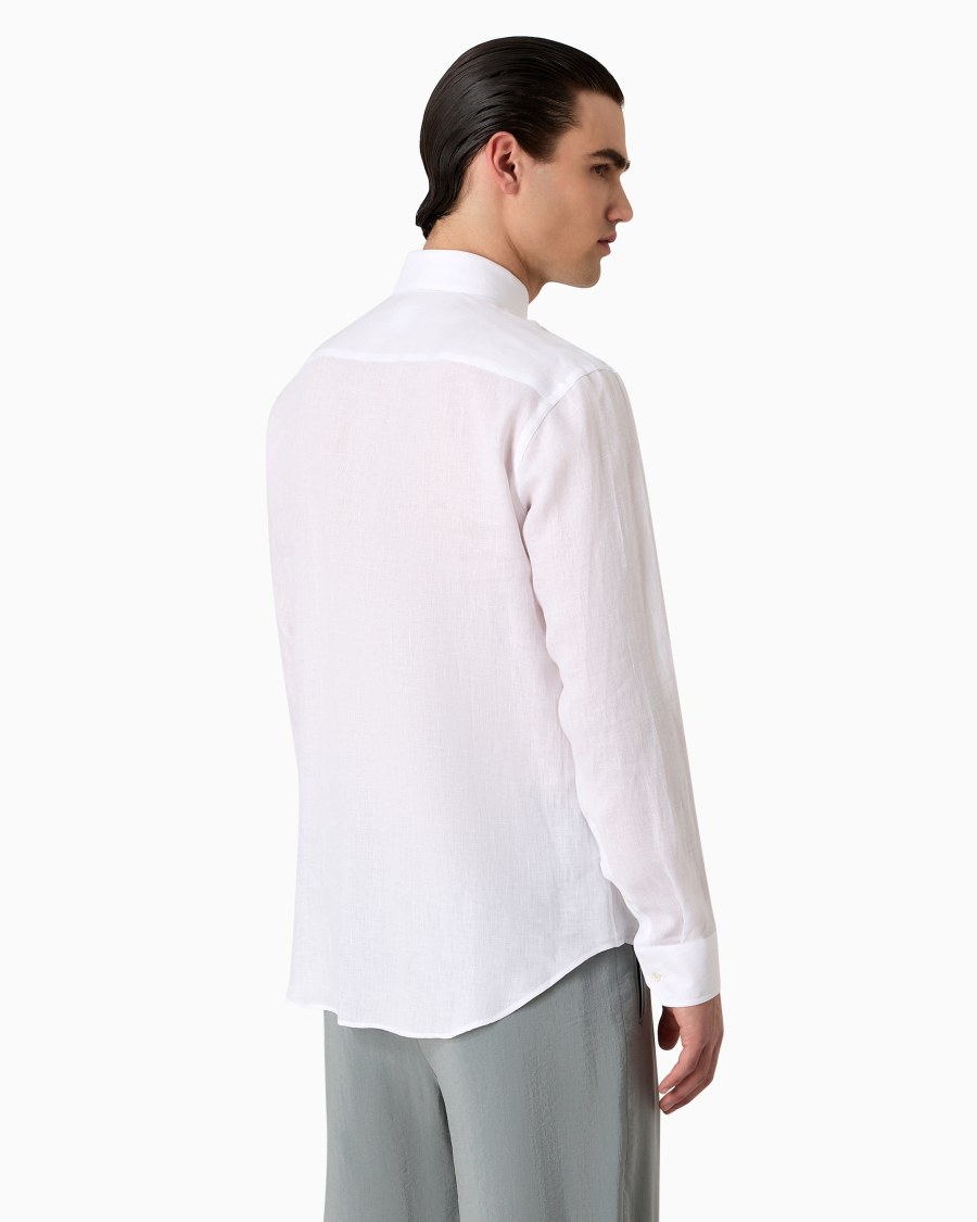 The world of armani CAMICIA REGULAR FIT IN LINO Saldi Di Fabbrica