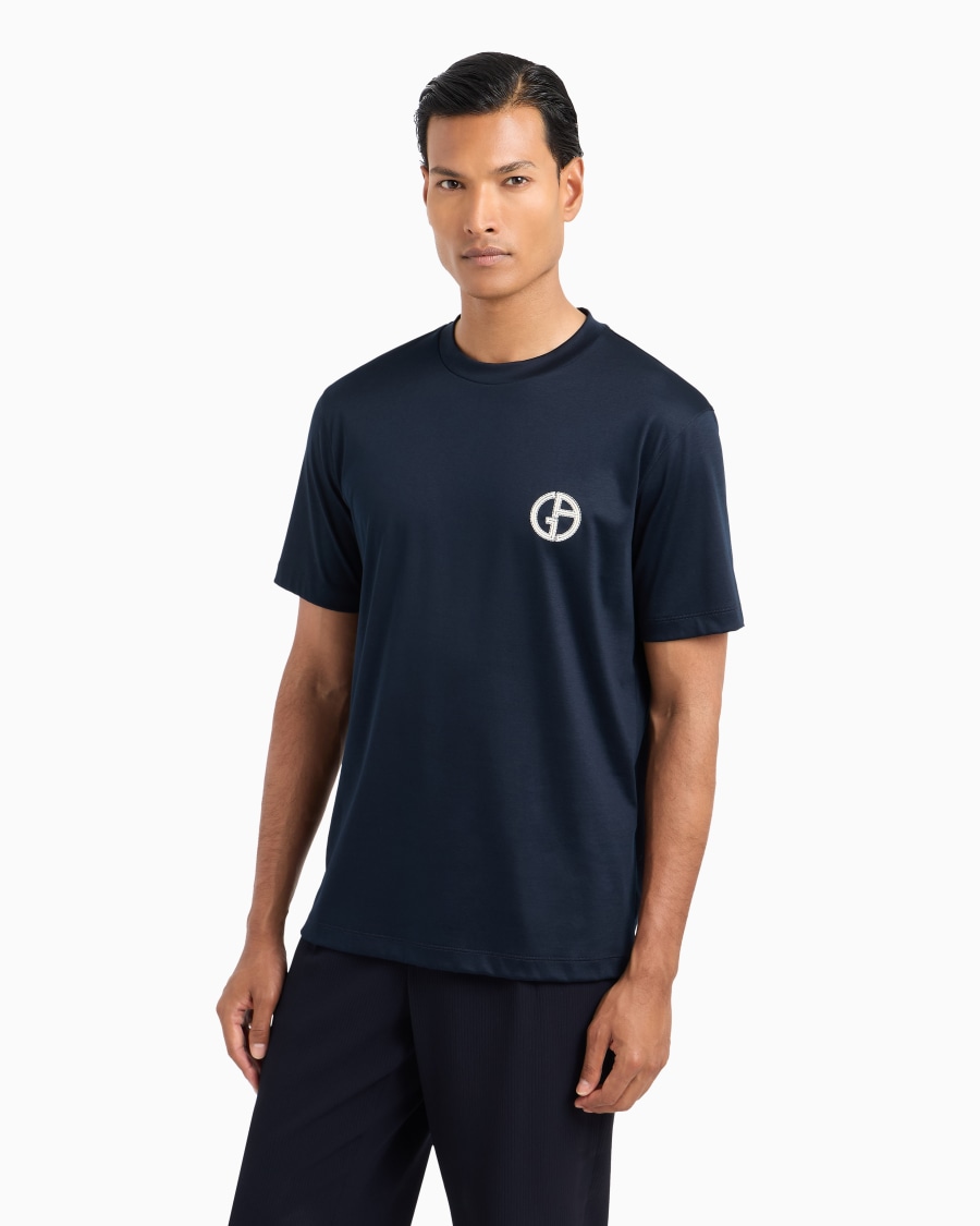 The world of armani T-SHIRT GIROCOLLO IN INTERLOCK DI COTONE Nuova