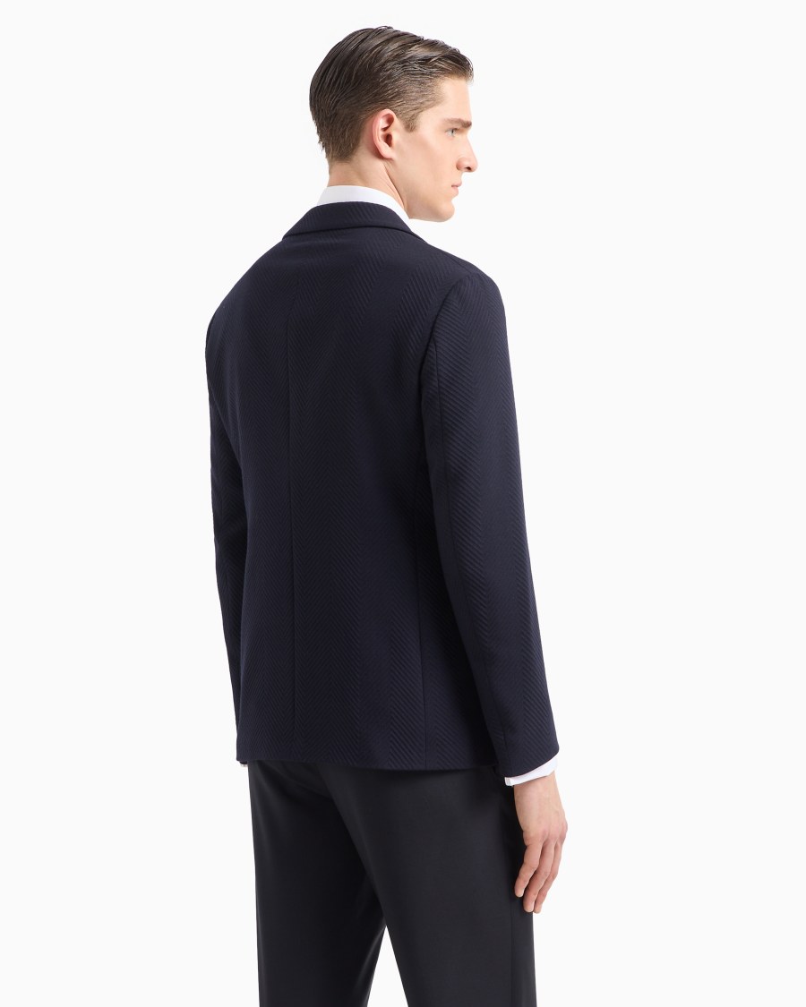 The world of armani GIACCA MONOPETTO IN MISTO LANA STRETCH JACQUARD CHEVRON Italy