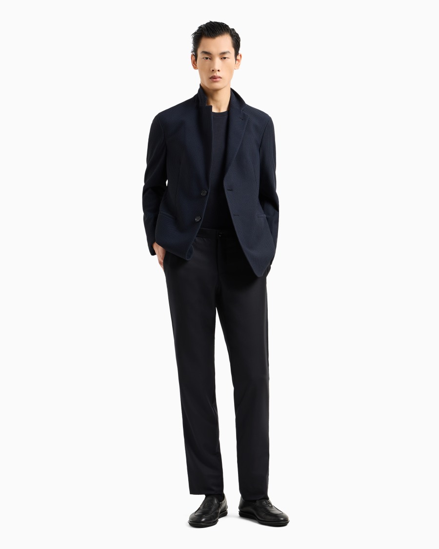 The world of armani GIACCA MONOPETTO IN GAUFRÉ TECNICO Italia