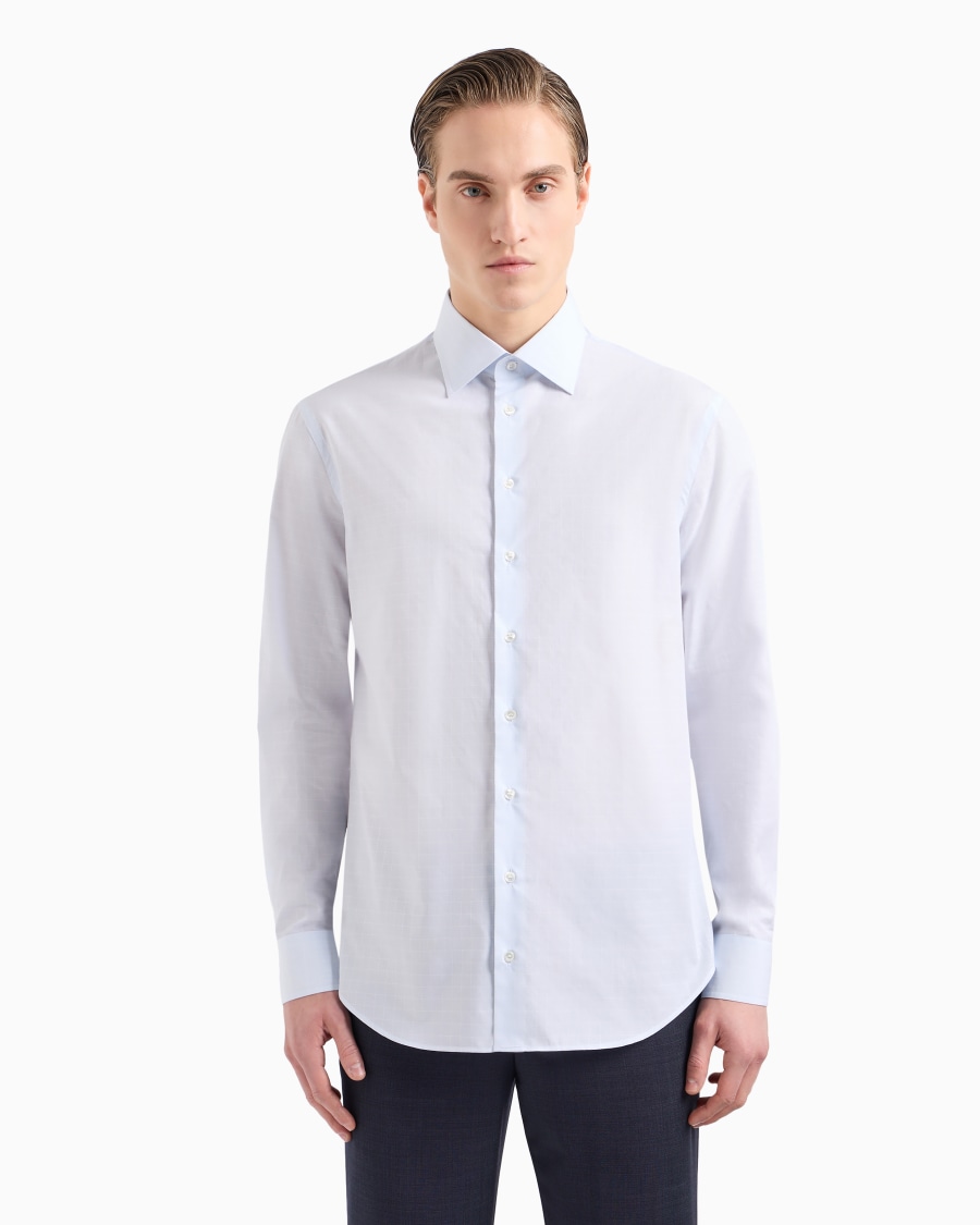 The world of armani CAMICIA REGULAR FIT IN COTONE MICROARMATURATO Vendita