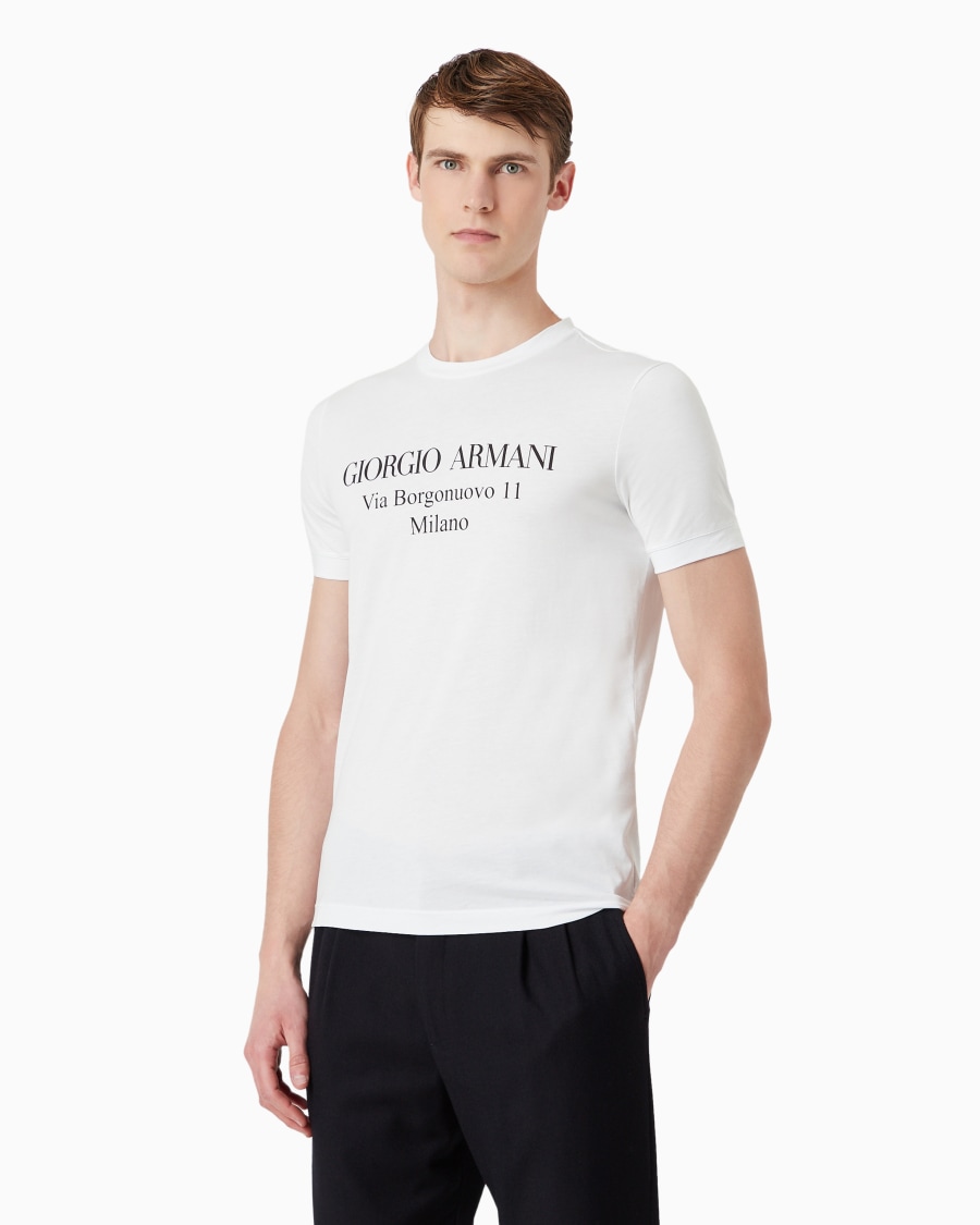 The world of armani T-SHIRT GIROCOLLO BORGONUOVO 11 IN JERSEY DI COTONE PIMA Promozione