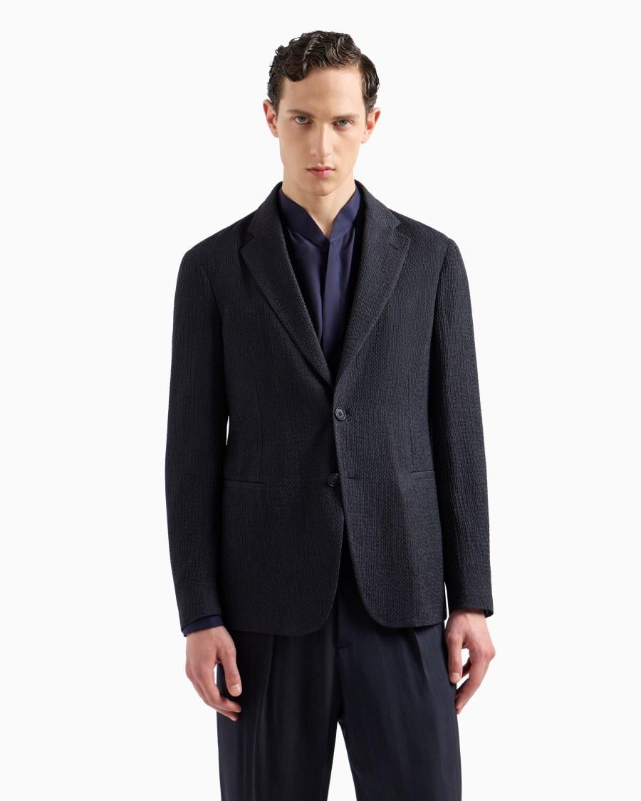 The world of armani GIACCA MONOPETTO IN MISTO CUPRO EFFETTO MESH Pezzi Unici