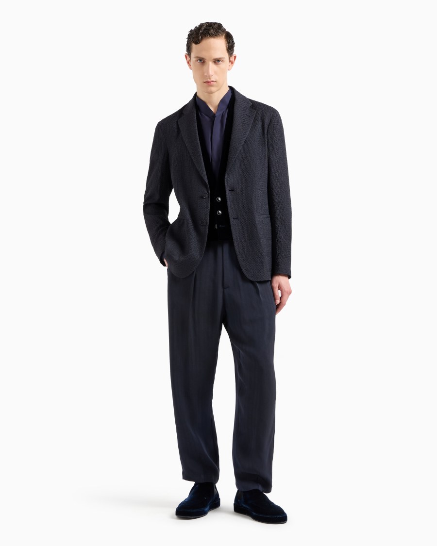 The world of armani GIACCA MONOPETTO IN MISTO CUPRO EFFETTO MESH Pezzi Unici