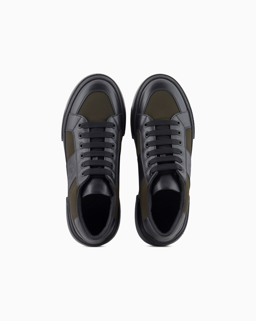 The world of armani SNEAKERS IN PELLE E TESSUTO Negozi Online