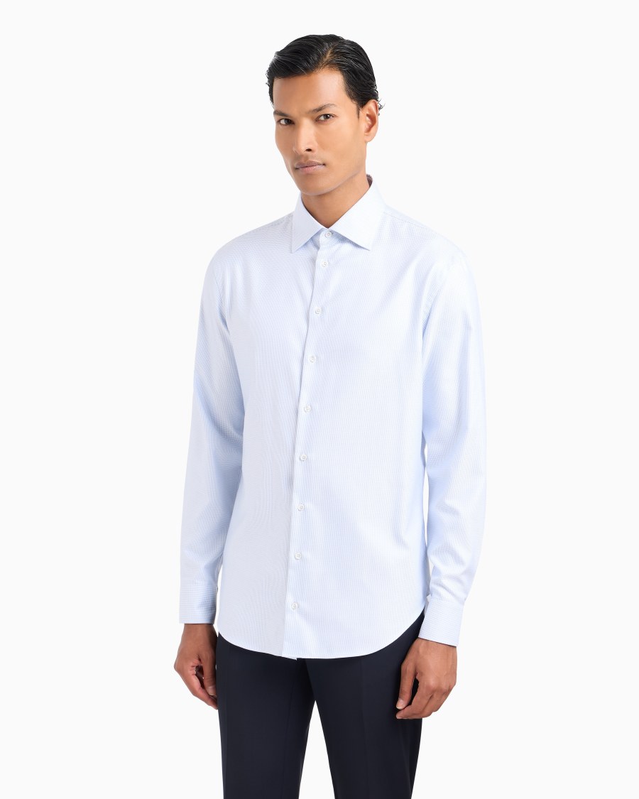 The world of armani CAMICIA REGULAR FIT IN COTONE MICROARMATURATO Affare Del Giorno