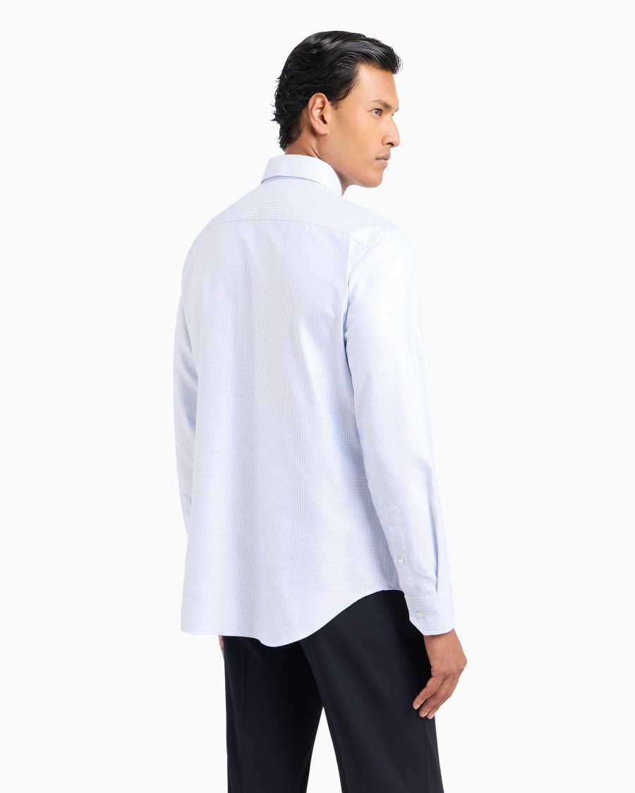 The world of armani CAMICIA REGULAR FIT IN COTONE MICROARMATURATO Affare Del Giorno