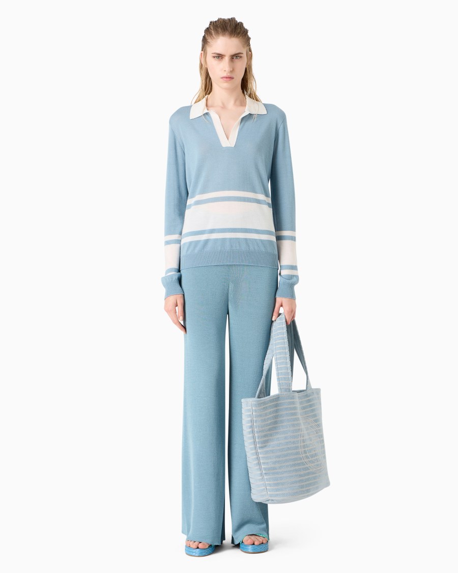 The world of armani PANTALONI IN MAGLIA DI MISTO VISCOSA Nuova